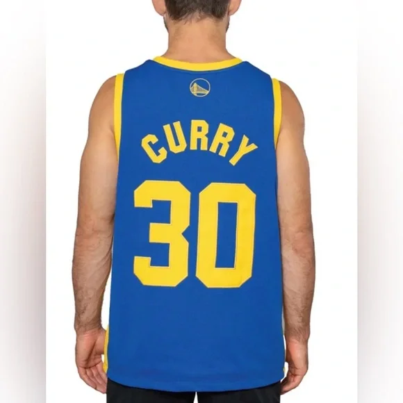 NWT - NBA Blue and Yellow Golden State Basketball Jersey - Curry #30 - Size XL - Picture 2 of 11